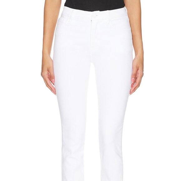 Good American Good Leg Straight Cropped Fringed White Denim - Picture 2 of 15